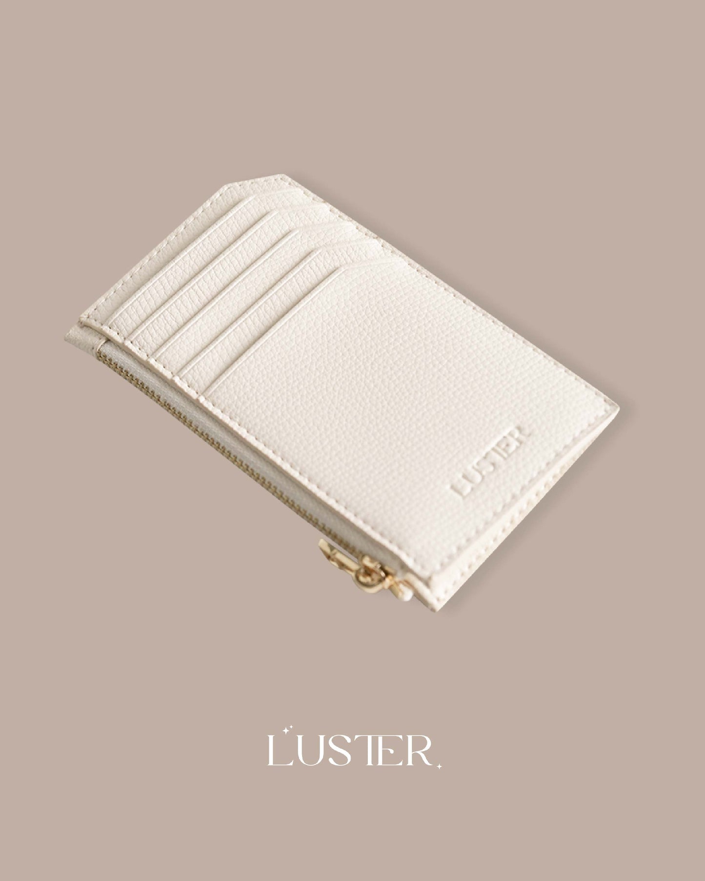 Pebble Leather Card Holder in Pearl