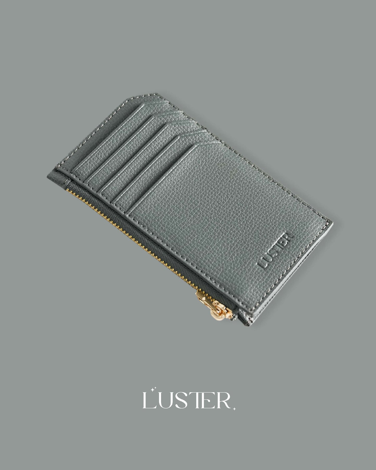 Pebble Leather Card Holder in Ash