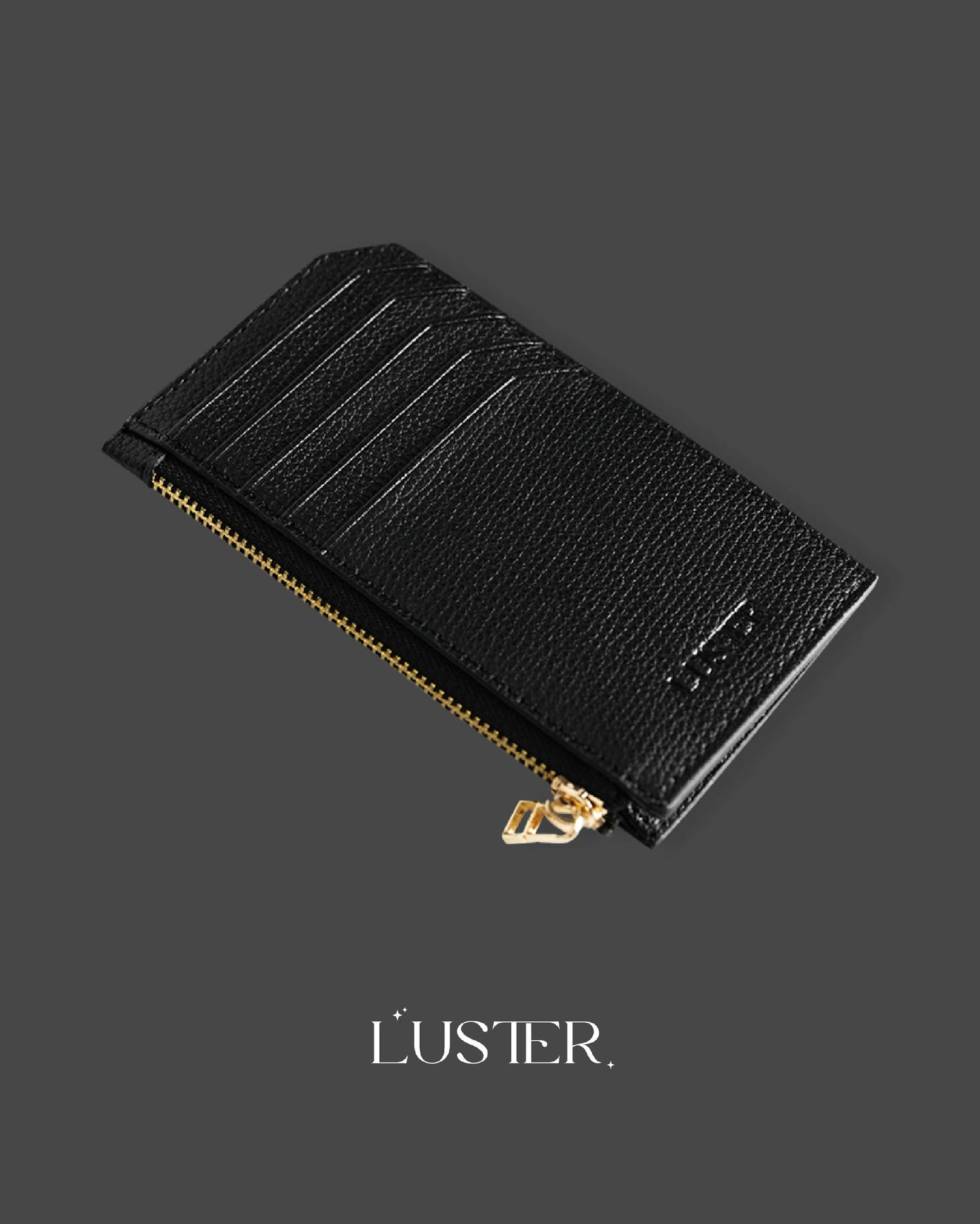 Pebble Leather Card Holder in Charcoal